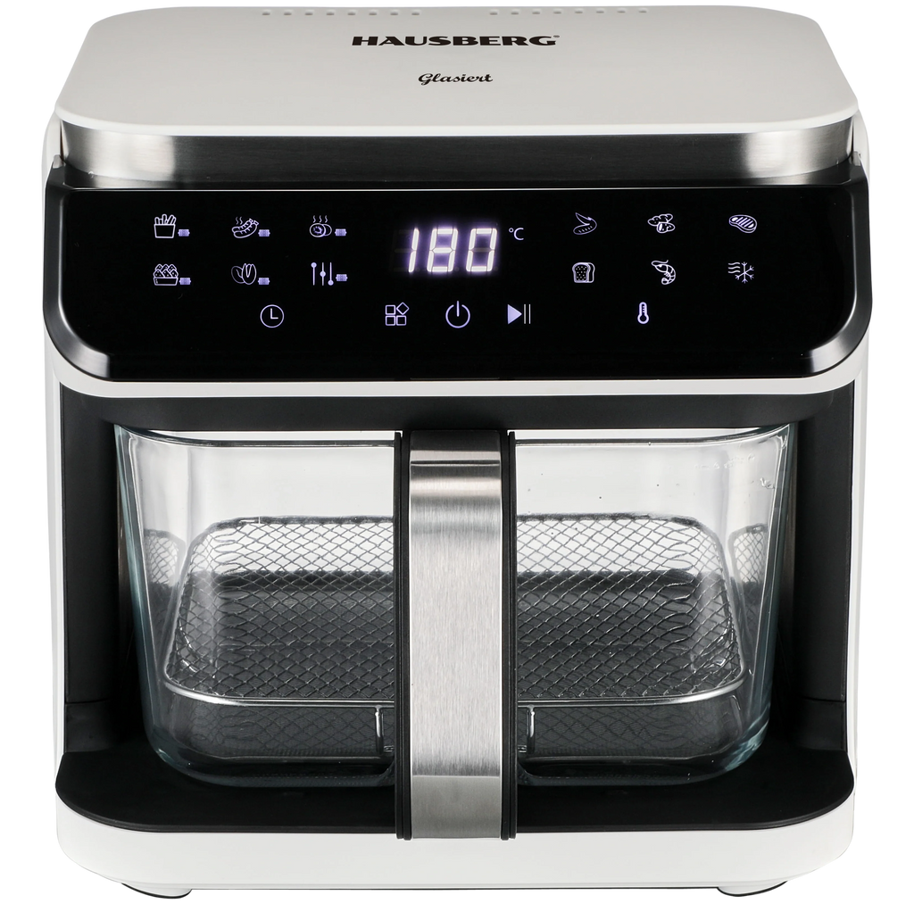 HAUSBERG HB-2343AB Heißluftfritteuse 6.5L Glaskorb Weiß 1200W