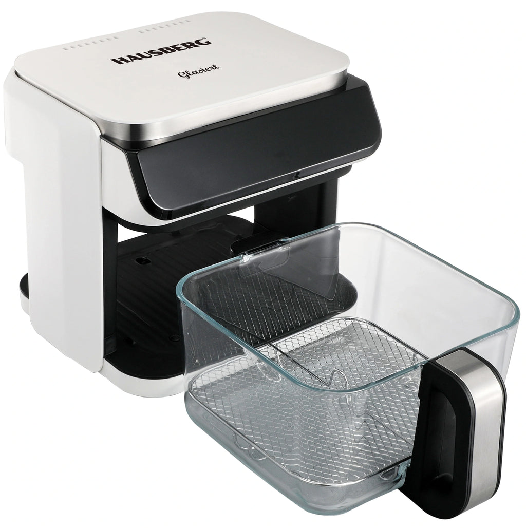 HAUSBERG HB-2343AB Heißluftfritteuse 6.5L Glaskorb Weiß 1200W