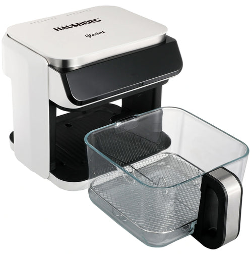 HAUSBERG HB-2343AB Heißluftfritteuse 6.5L Glaskorb Weiß 1200W