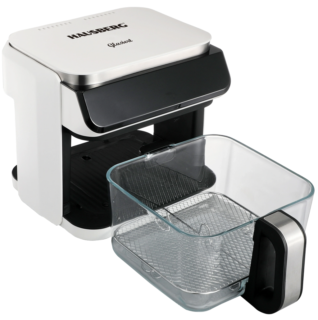 HAUSBERG HB-2343AB Heißluftfritteuse 6.5L Glaskorb Weiß 1200W