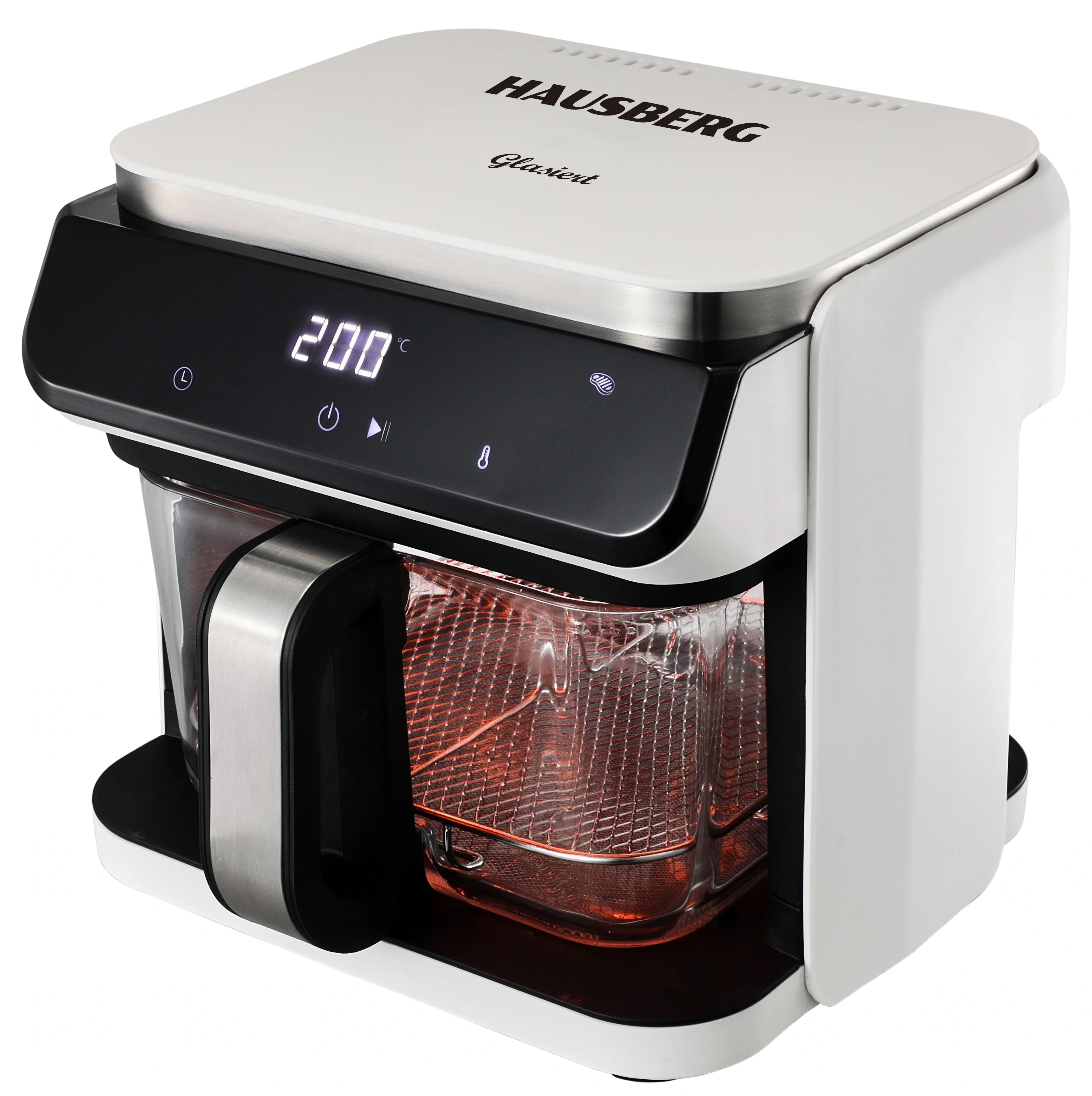 HAUSBERG HB-2343AB Heißluftfritteuse 6.5L Glaskorb Weiß 1200W