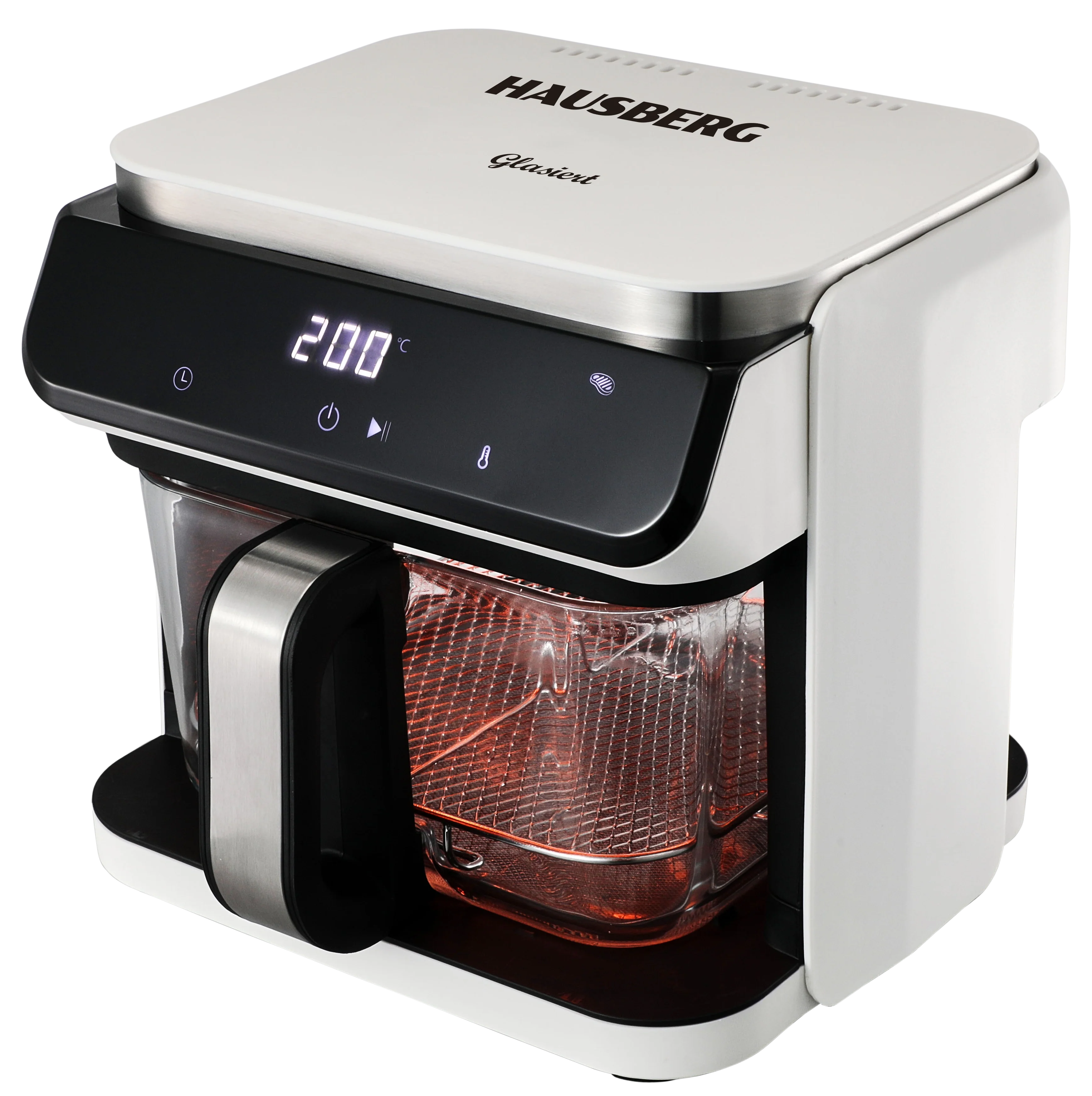 HAUSBERG HB-2343AB Heißluftfritteuse 6.5L Glaskorb Weiß 1200W