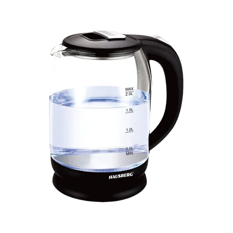 HAUSBERG HB-3616 Glaswasserkocher 2L mit LED und 360°-Basis