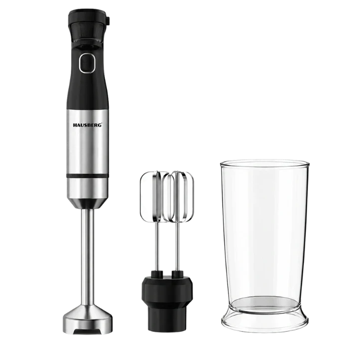 HAUSBERG HB-7704IN 2-in-1 Stabmixer 1000W mit Schneebesen und Messbecher